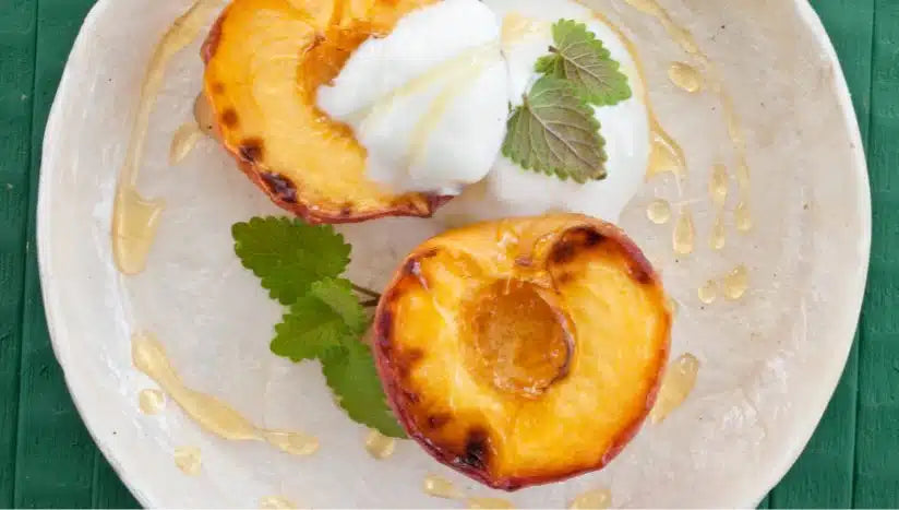 Grilled Peaches with Cinnamon Honey Ricotta