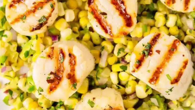 Grilled Sea Scallops with Corn Salad