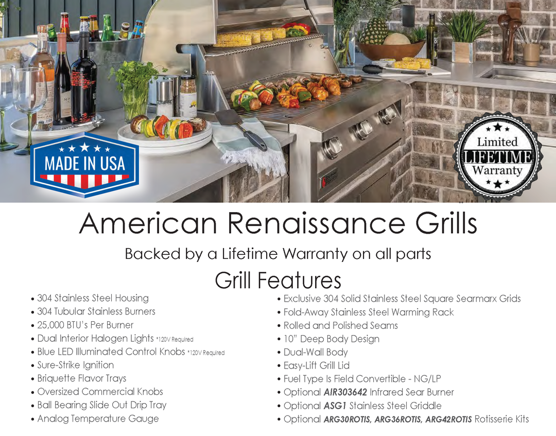 American Renaissance Grill | Built-In Gas Double Side Burner