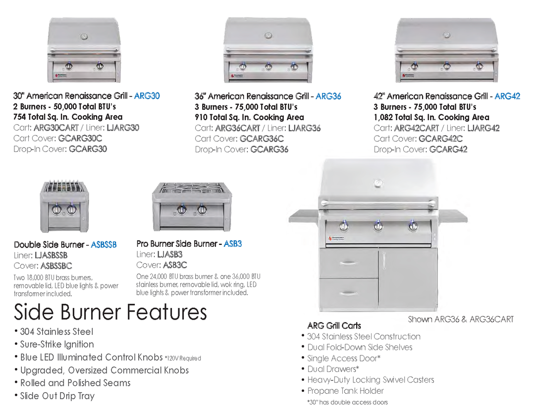 American Renaissance Grill | Built-In Gas Double Side Burner