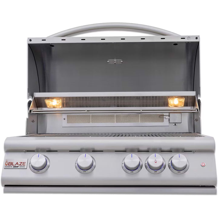 Blaze | LTE+ Marine Grade 32-Inch 4-Burner Built-In Grill w/ Lift-Assist Hood & Rear Infrared Burner (BLZ-4LTE3MG)