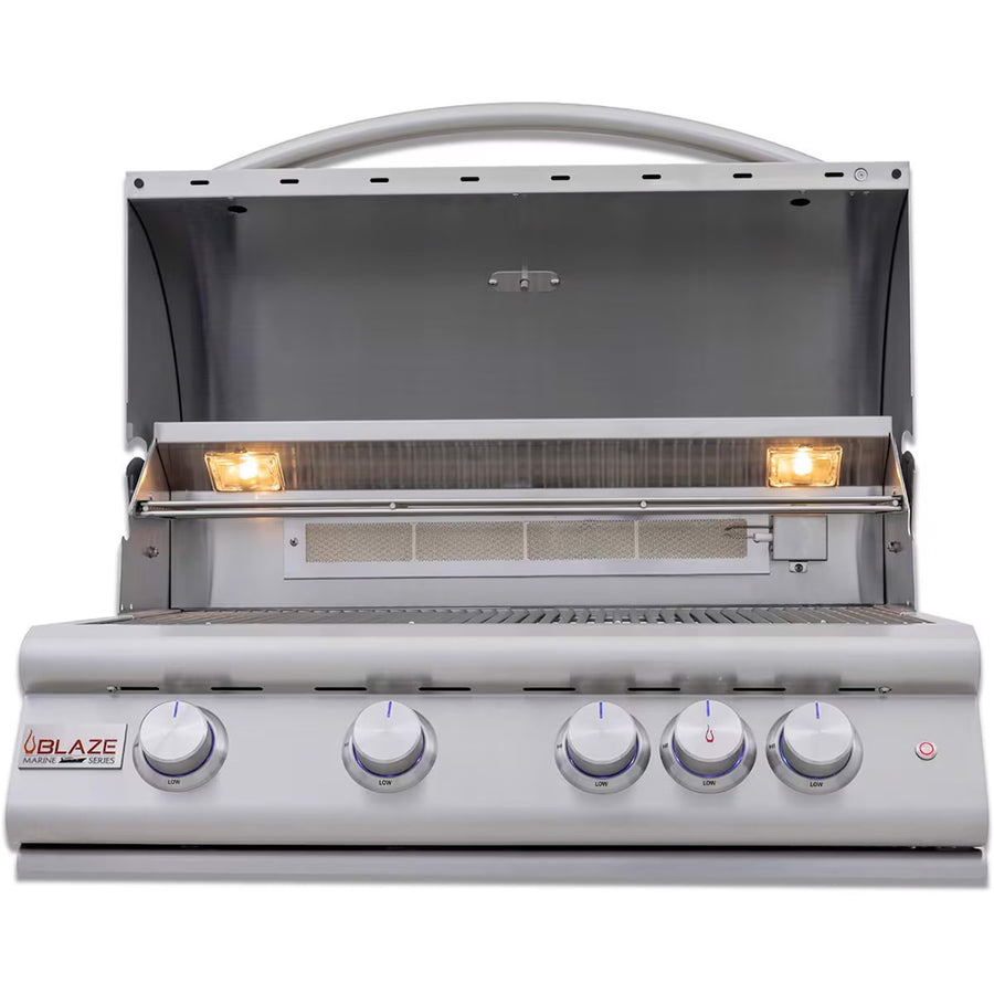 Blaze | LTE+ Marine Grade 32-Inch 4-Burner Built-In Grill w/ Lift-Assist Hood & Rear Infrared Burner (BLZ-4LTE3MG)