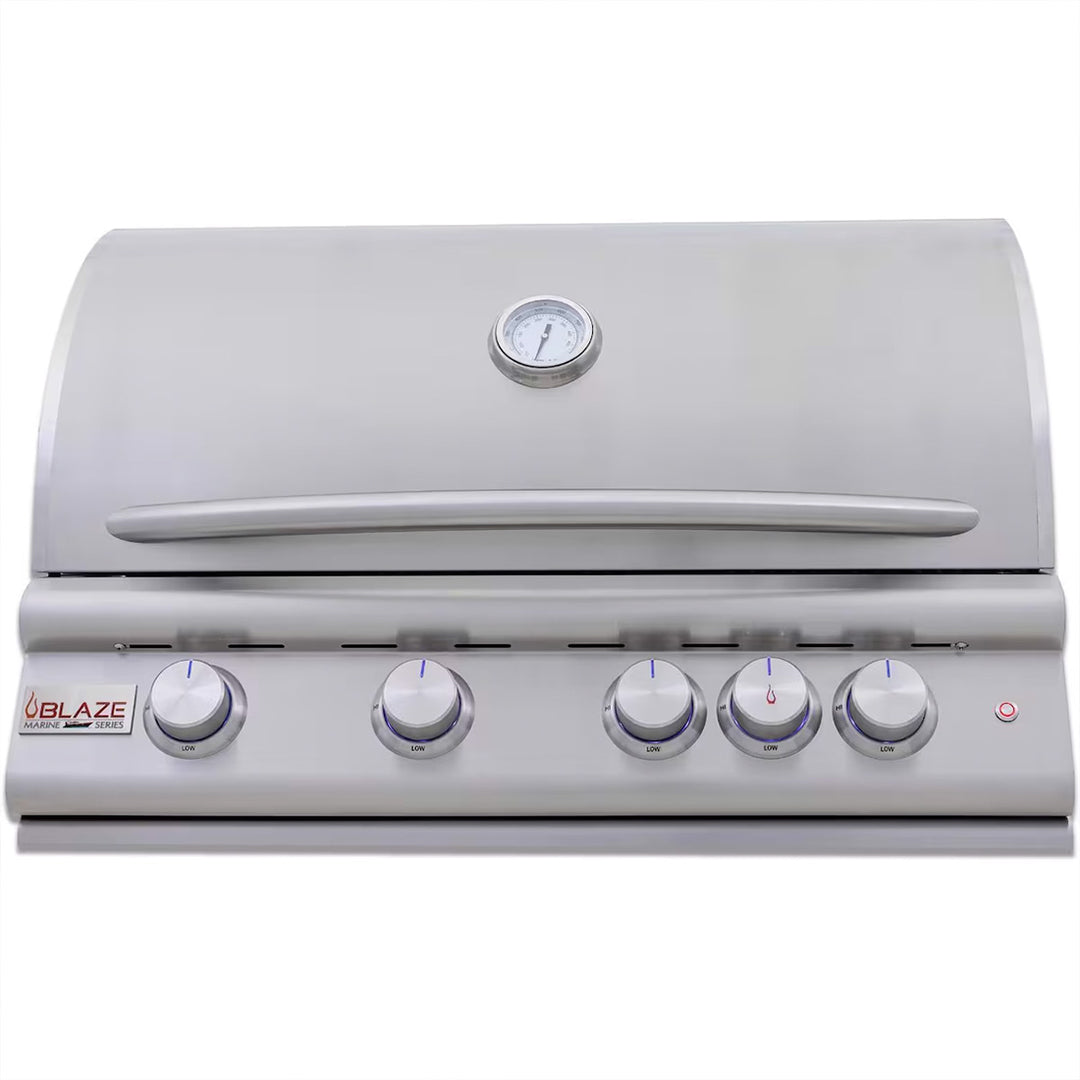 Blaze | LTE+ Marine Grade 32-Inch 4-Burner Built-In Grill w/ Lift-Assist Hood & Rear Infrared Burner (BLZ-4LTE3MG)