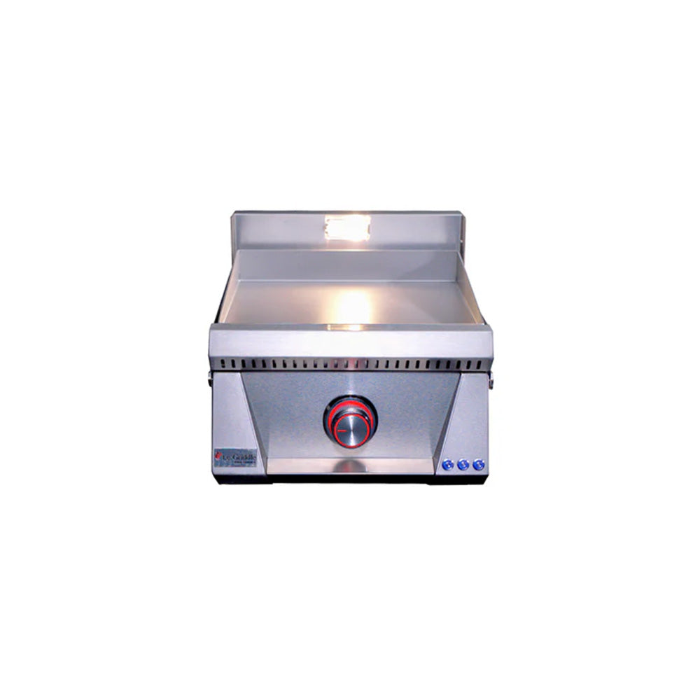 Stainless steel range hood on a white background