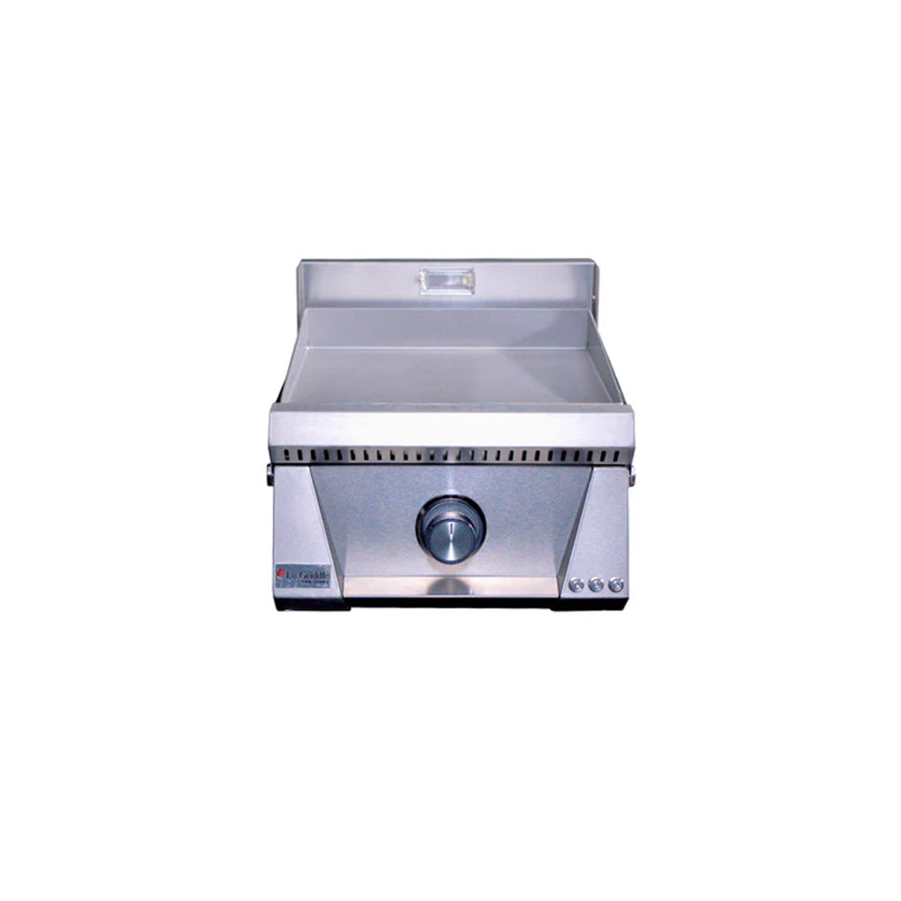 Stainless steel range hood on a white background