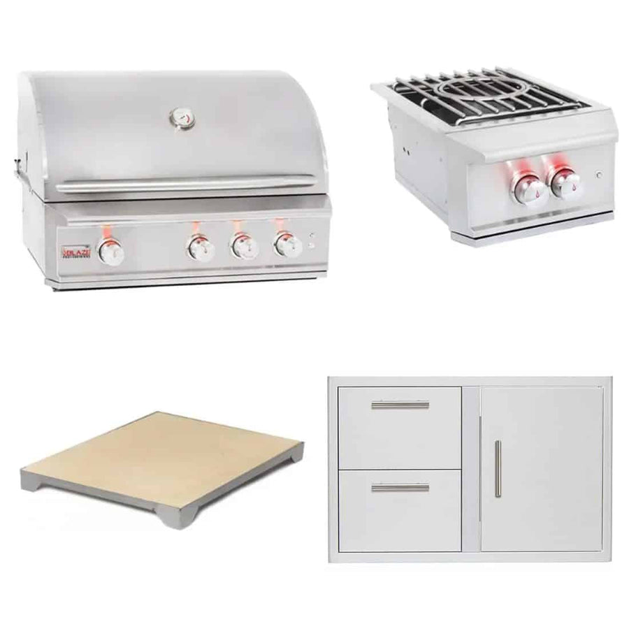 Blaze 34" Built-In Grill Package - Grill | Power Burner | Pizza Stone | Drawer Combo