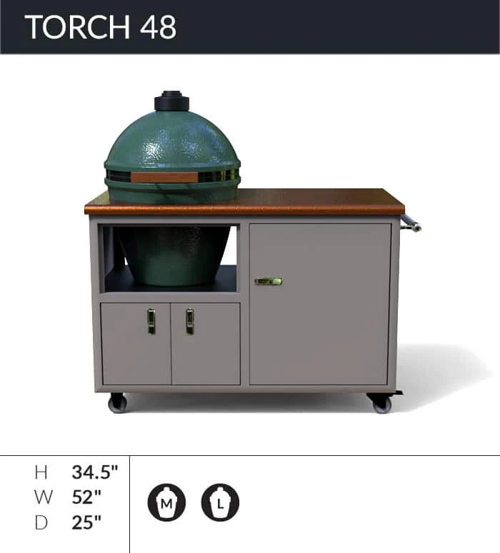 Challenger Designs | Torch 48″ Big Green Egg Cart with Shaker Doors